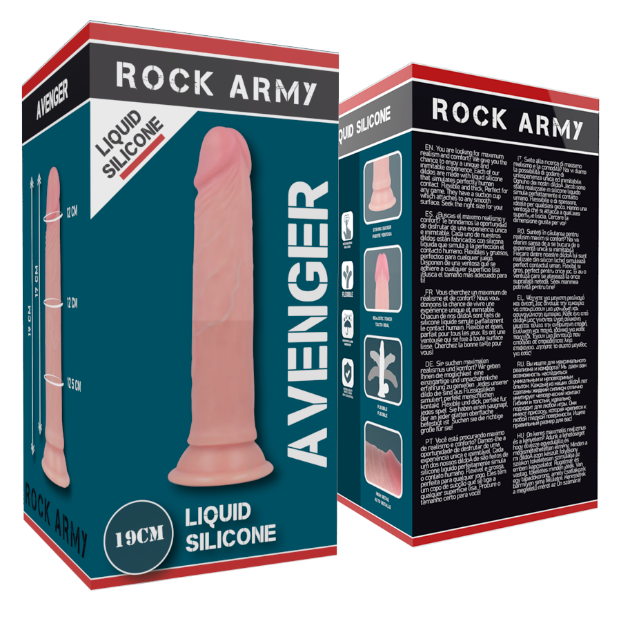 ROCKARMY - DILDO DE SILICONE LÍQUIDO PREMIUM AVENGER 19 CM -OU- 3,98 CM