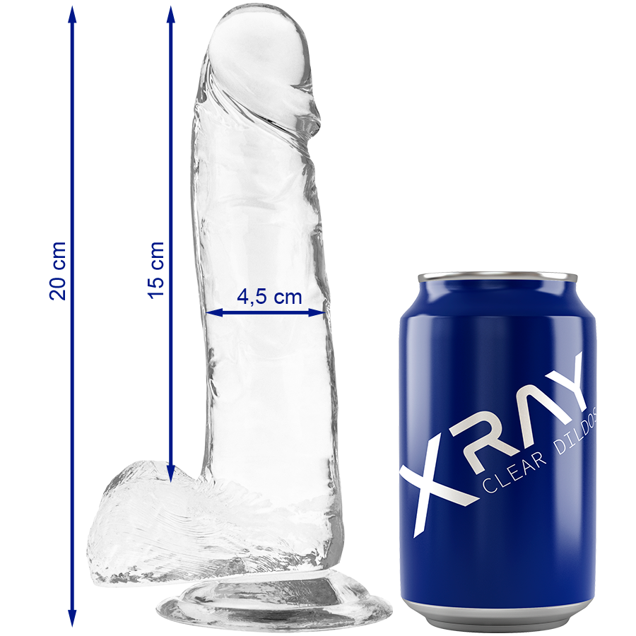 RAIO X - DILDO REALISTA TRANSPARENTE CLARO 20 CM -OU- 4,5 CM