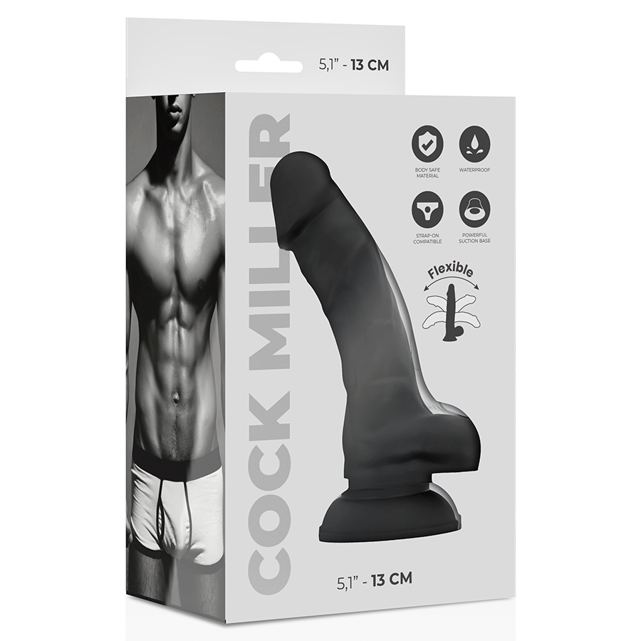 COCK MILLER - DENSITY SILICONE ARTICULABLE COCKSIL BLACK 13 CM