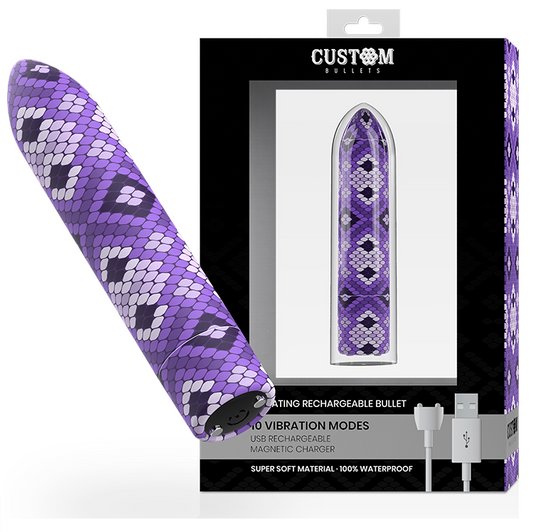 CUSTOM BULLETS - LILAC SNAKE RECHARGEABLE BULLET 10 INTENSITIES