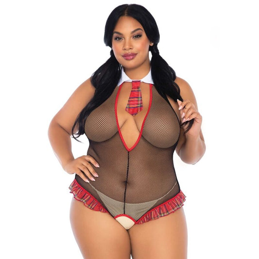 LEG AVENUE - PLUS SIZE SCHOOLGIRL TEDDY COM ABERTURA