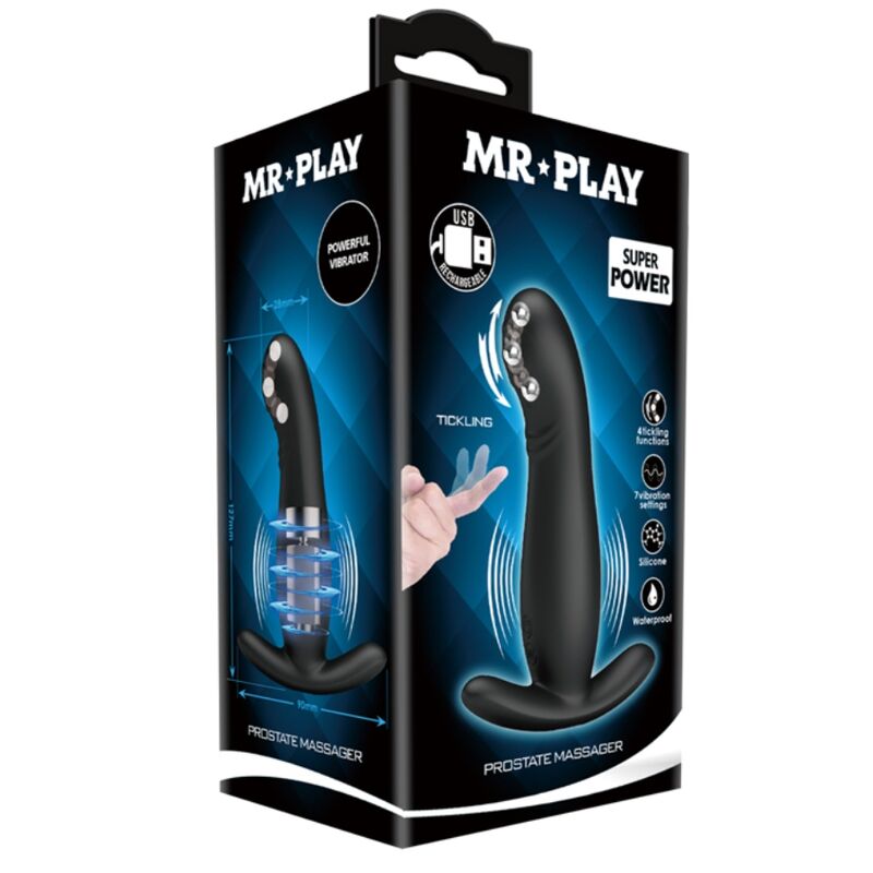 MR PLAY - MASSAGEADOR DE PRÓSTATA PRETO RECARREGÁVEL