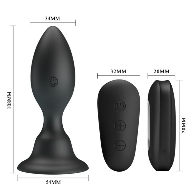 MR PLAY - PLUG ANAL VIBRANTE PRETO COM CONTROLE REMOTO