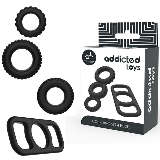 ADDICTED TOYS - CONJUNTO DE 4 ANÉIS DE SILICONE PARA PÊNIS