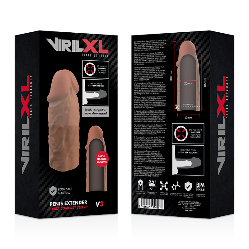 VIRILXL - EXTENSÃO DE PÊNIS DE SILICONE LÍQUIDO V3 ​​MARROM