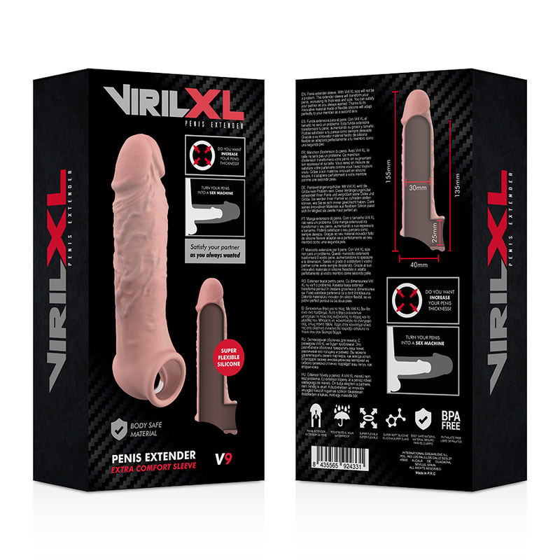 VIRILXL - V9 EXTENSÃO DE PÊNIS DE SILICONE LÍQUIDO NATURAL