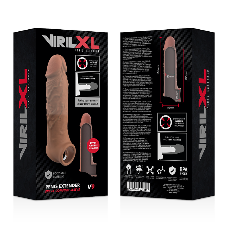 VIRILXL - SILICONE LÍQUIDO V9 EXTENSÃO DE PÊNIS MARROM