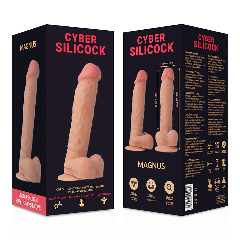 CYBER SILICOCK - SILICONE LÍQUIDO MAGNUS REALISTA 20,5 CM -OU- 4,1 CM