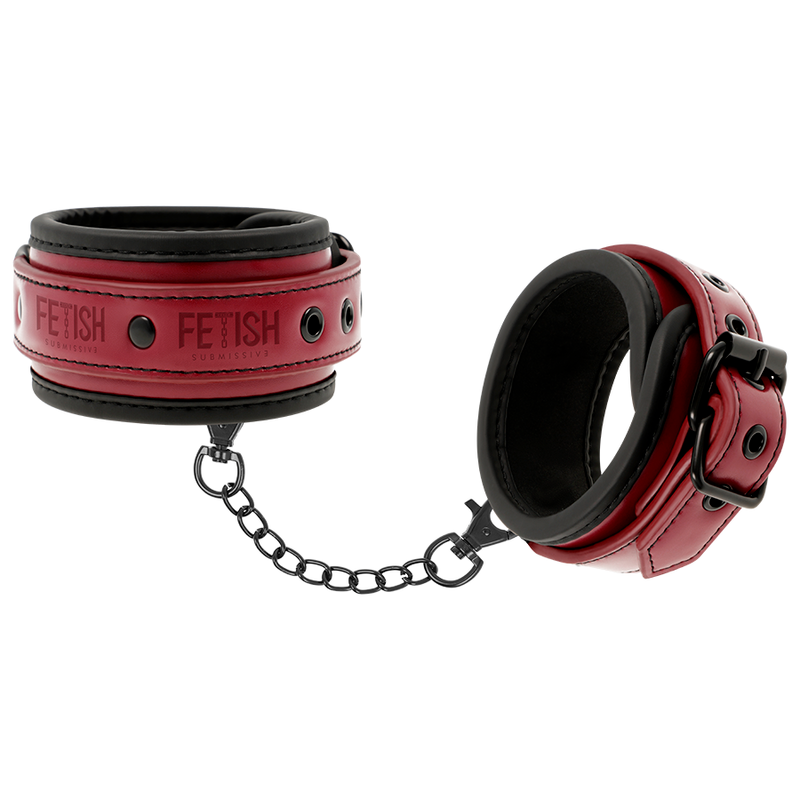 FETISH SUBMISSIVE DARK ROOM - NEOPRENE LINING VEGAN LEATHER ANKLE CUFFS