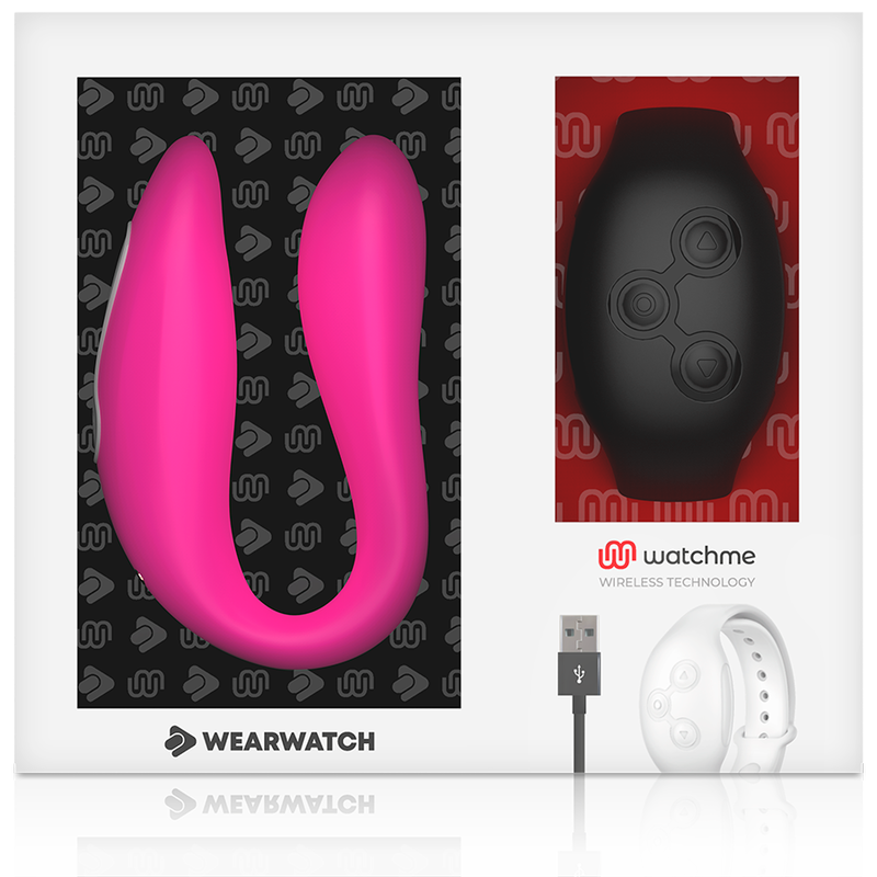 WEARWATCH - VIBRADOR DE TECNOLOGIA DUPLA WATCHME FÚCSIA/PRETO AZUL