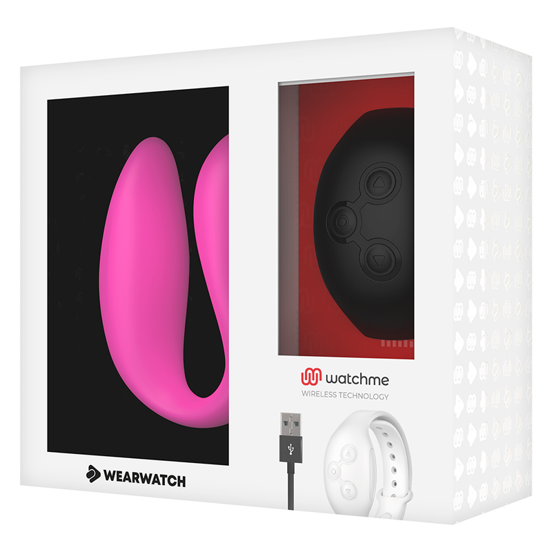 WEARWATCH - VIBRADOR DE TECNOLOGIA DUPLA WATCHME FÚCSIA/PRETO AZUL