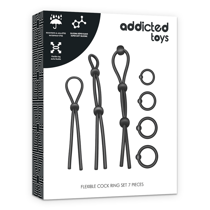 ADDICTED TOYS - KIT DE 7 ANÉIS DE SILICONE FLEXÍVEIS